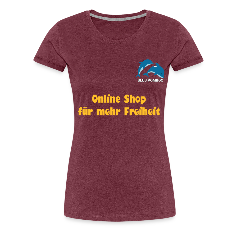 BLUU POMBOO Frauen Premium T-Shirt - Bordeauxrot meliert