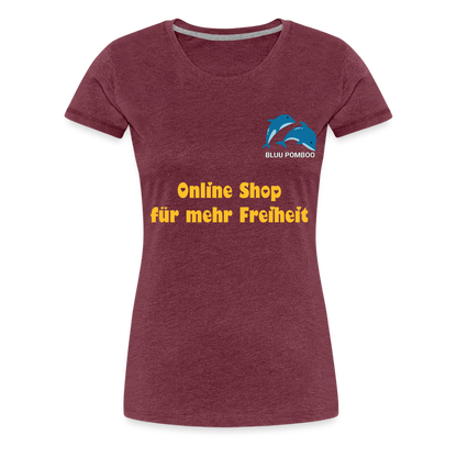 BLUU POMBOO Frauen Premium T-Shirt - Bordeauxrot meliert