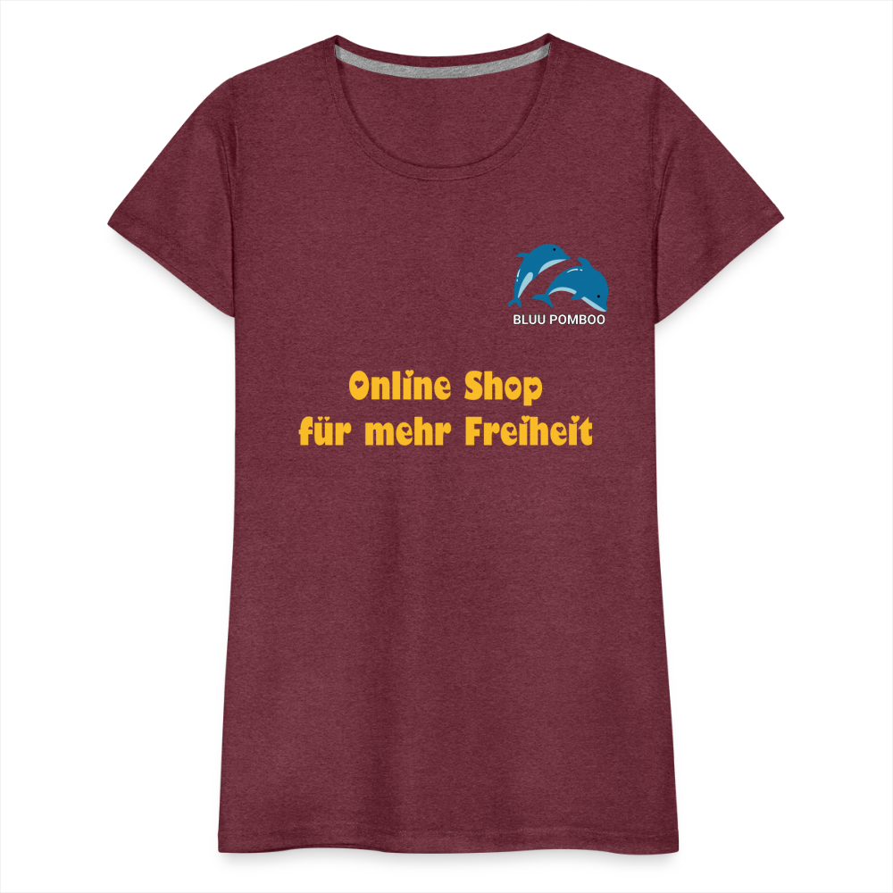 BLUU POMBOO Frauen Premium T-Shirt - Bordeauxrot meliert