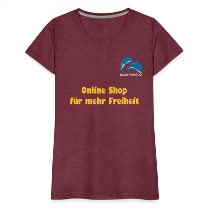 BLUU POMBOO Frauen Premium T-Shirt - Bordeauxrot meliert