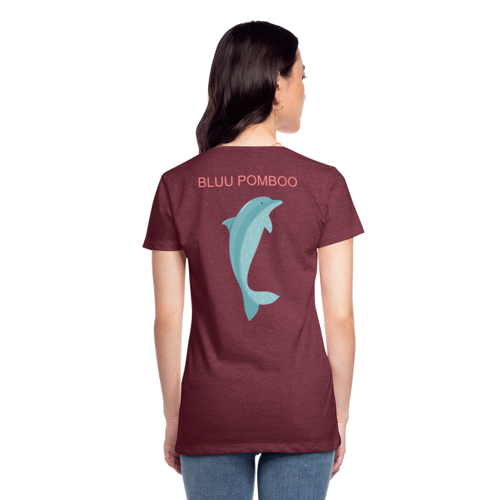 BLUU POMBOO Frauen Premium T-Shirt - Bordeauxrot meliert