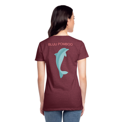 BLUU POMBOO Frauen Premium T-Shirt - Bordeauxrot meliert