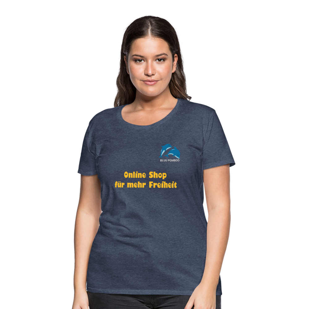 BLUU POMBOO Frauen Premium T-Shirt - Blau meliert