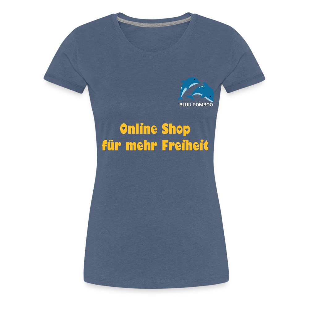 BLUU POMBOO Frauen Premium T-Shirt - Blau meliert