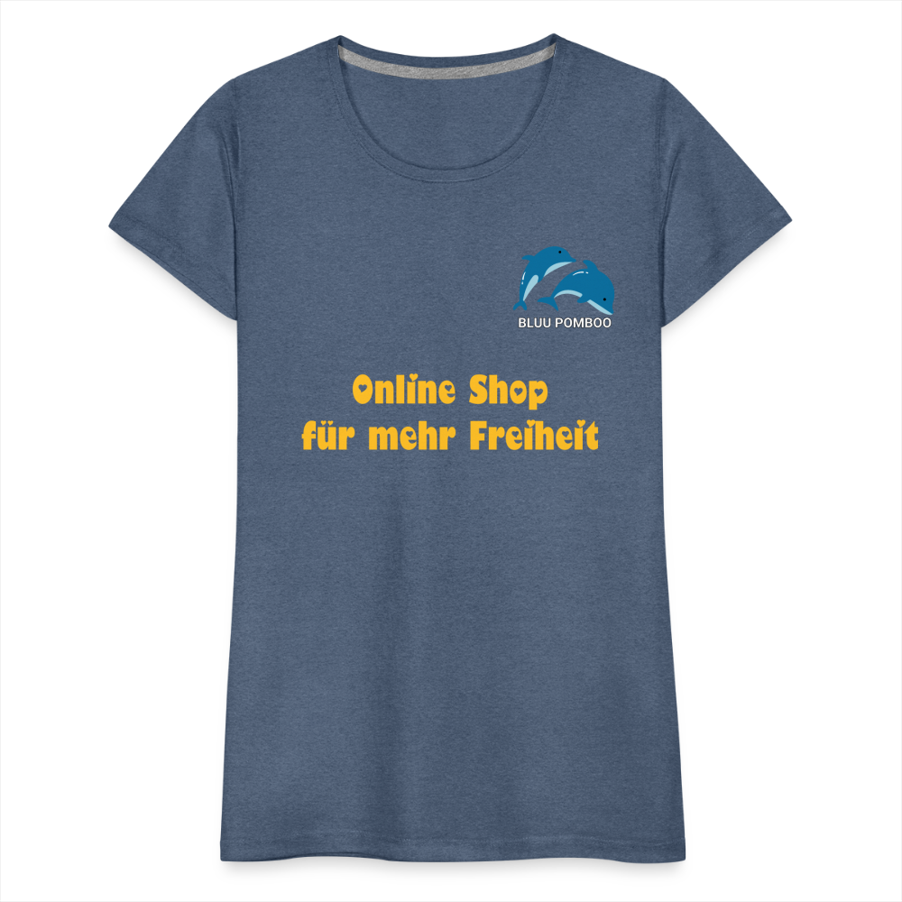 BLUU POMBOO Frauen Premium T-Shirt - Blau meliert