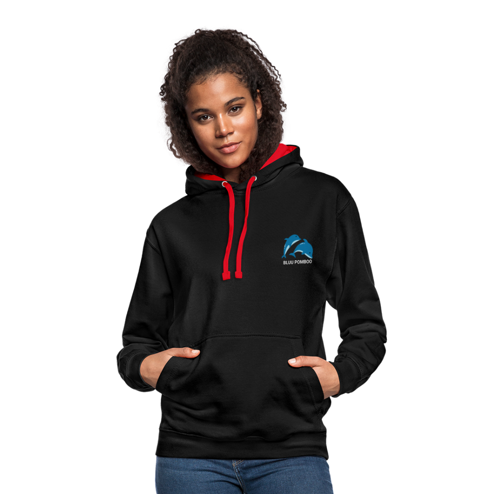 BLUU POMBOO Kontrast-Hoodie - Schwarz/Rot