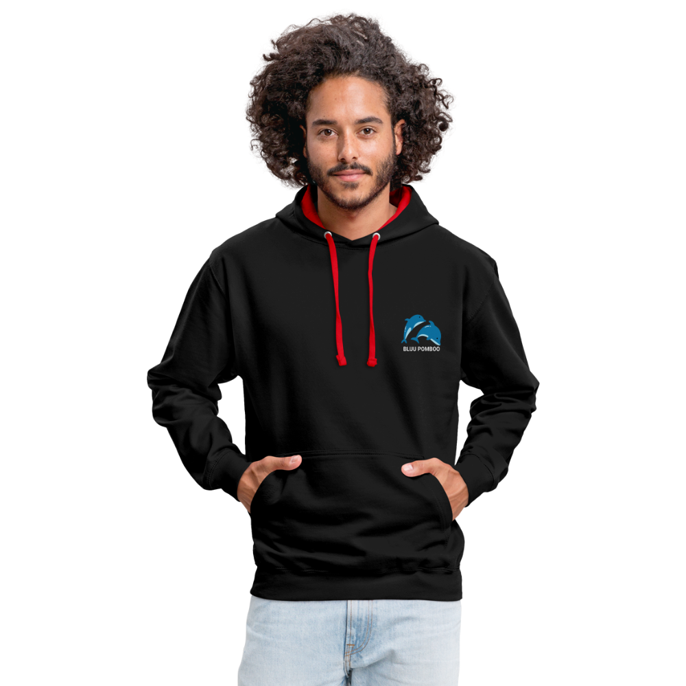 BLUU POMBOO Kontrast-Hoodie - Schwarz/Rot