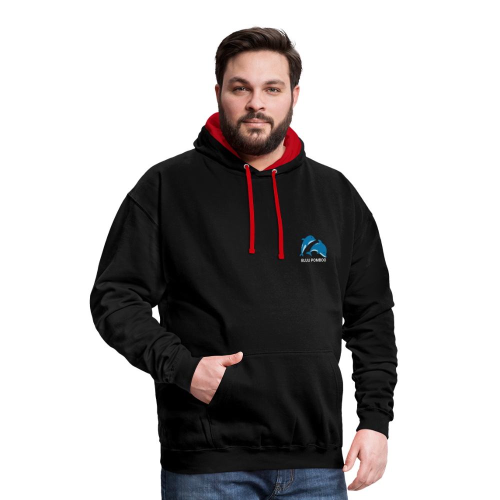 BLUU POMBOO Kontrast-Hoodie - Schwarz/Rot