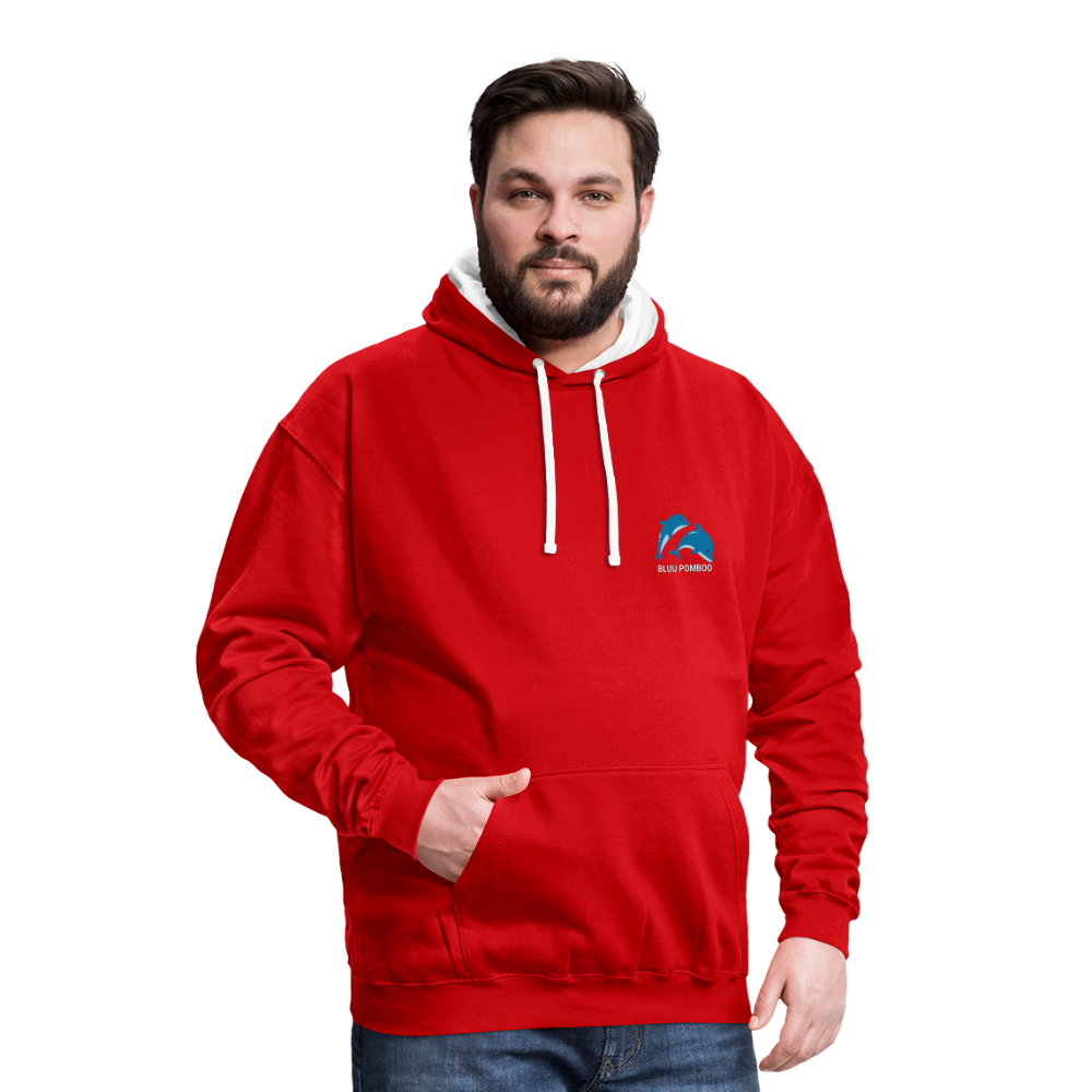 BLUU POMBOO Kontrast-Hoodie - Rot/Weiß