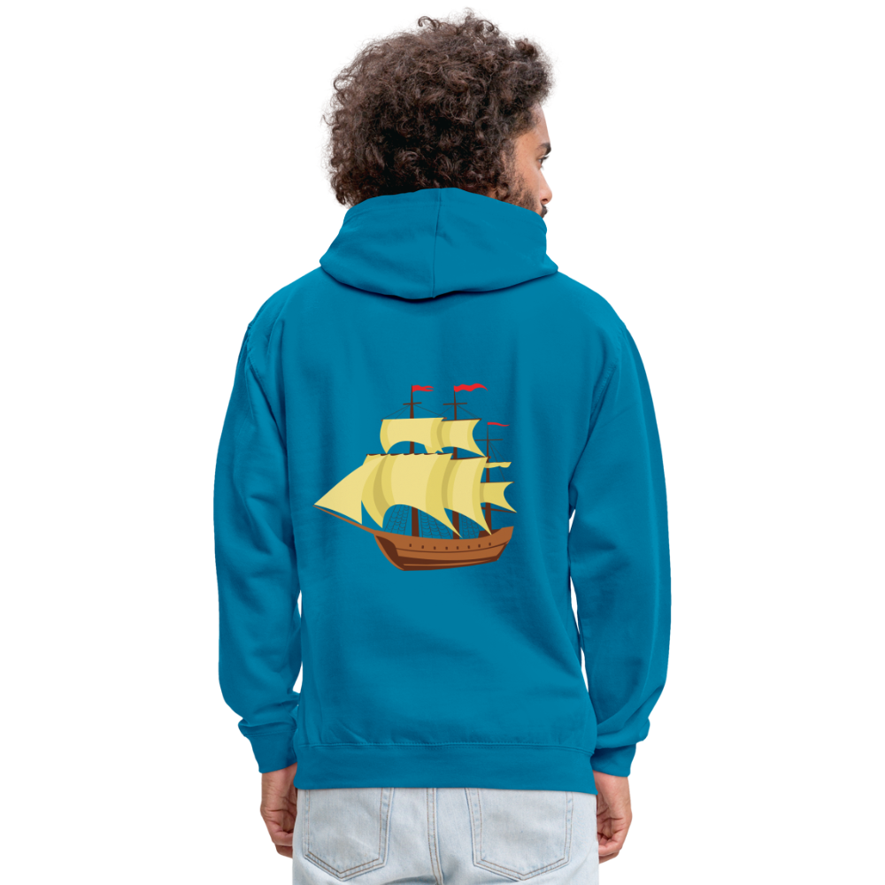 BLUU POMBOO Kontrast-Hoodie - Pfauenblau/Grau meliert