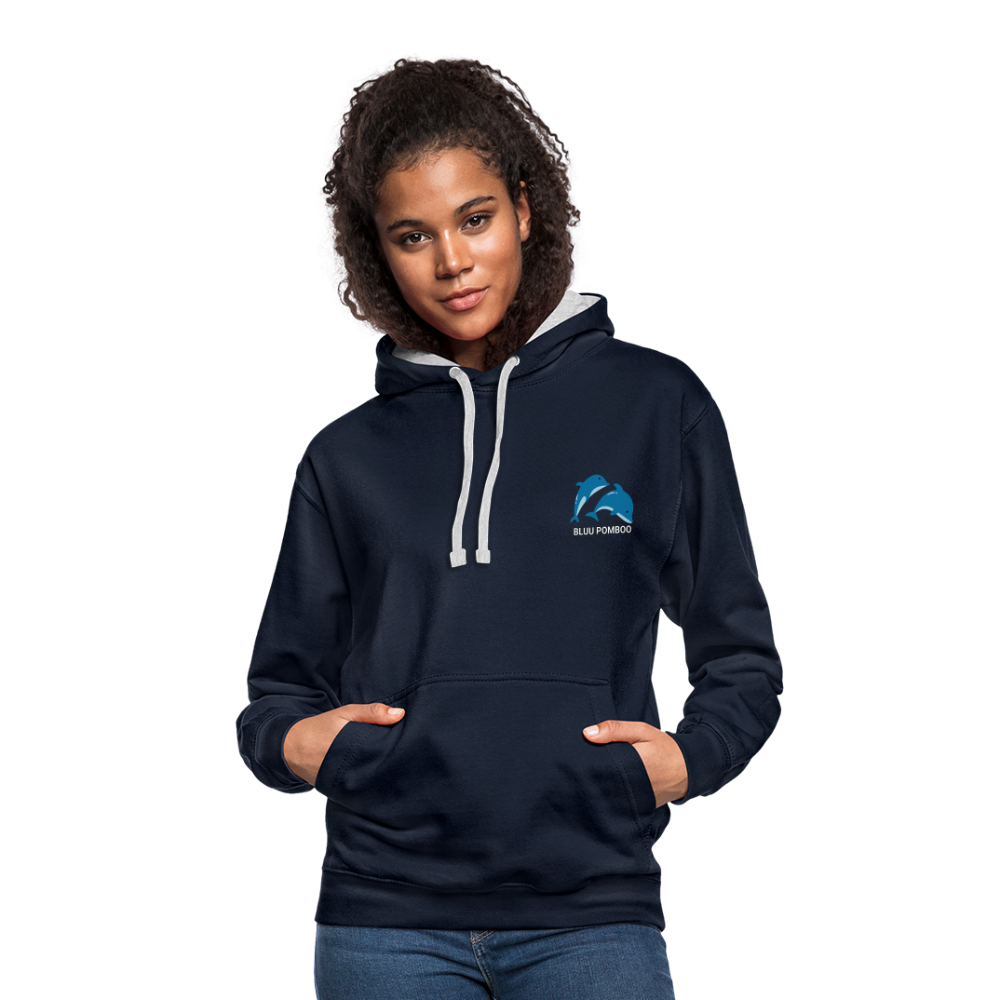 BLUU POMBOO Kontrast-Hoodie - Navy/Grau meliert