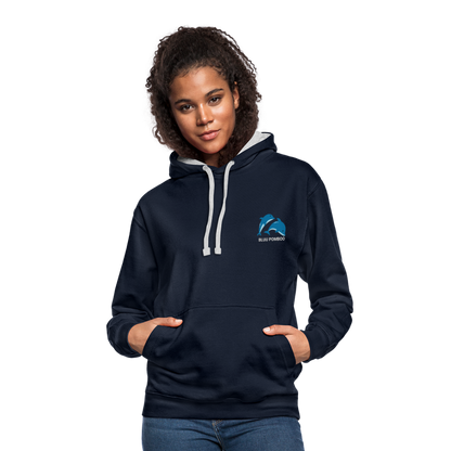 BLUU POMBOO Kontrast-Hoodie - Navy/Grau meliert