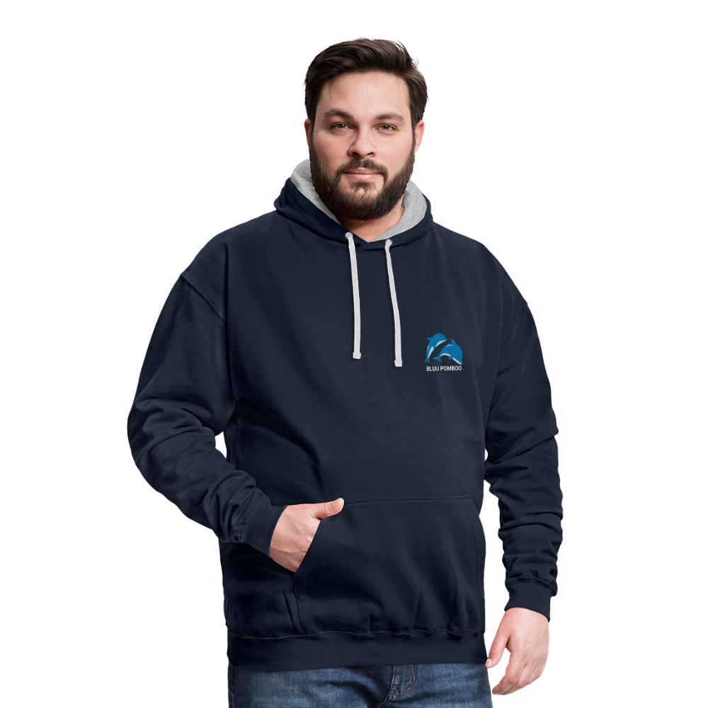 BLUU POMBOO Kontrast-Hoodie - Navy/Grau meliert