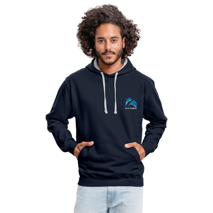 BLUU POMBOO Kontrast-Hoodie - Navy/Grau meliert