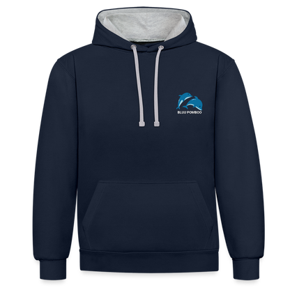 BLUU POMBOO Kontrast-Hoodie - Navy/Grau meliert