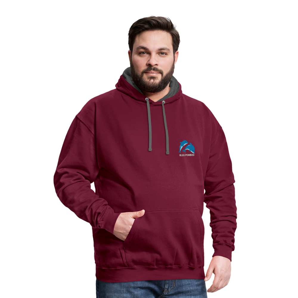 BLUU POMBOO Kontrast-Hoodie - Weinrot/Anthrazit