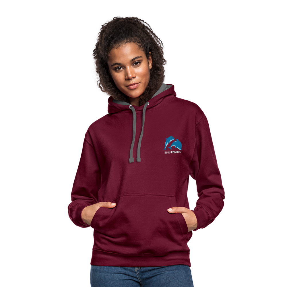 BLUU POMBOO Kontrast-Hoodie - Weinrot/Anthrazit