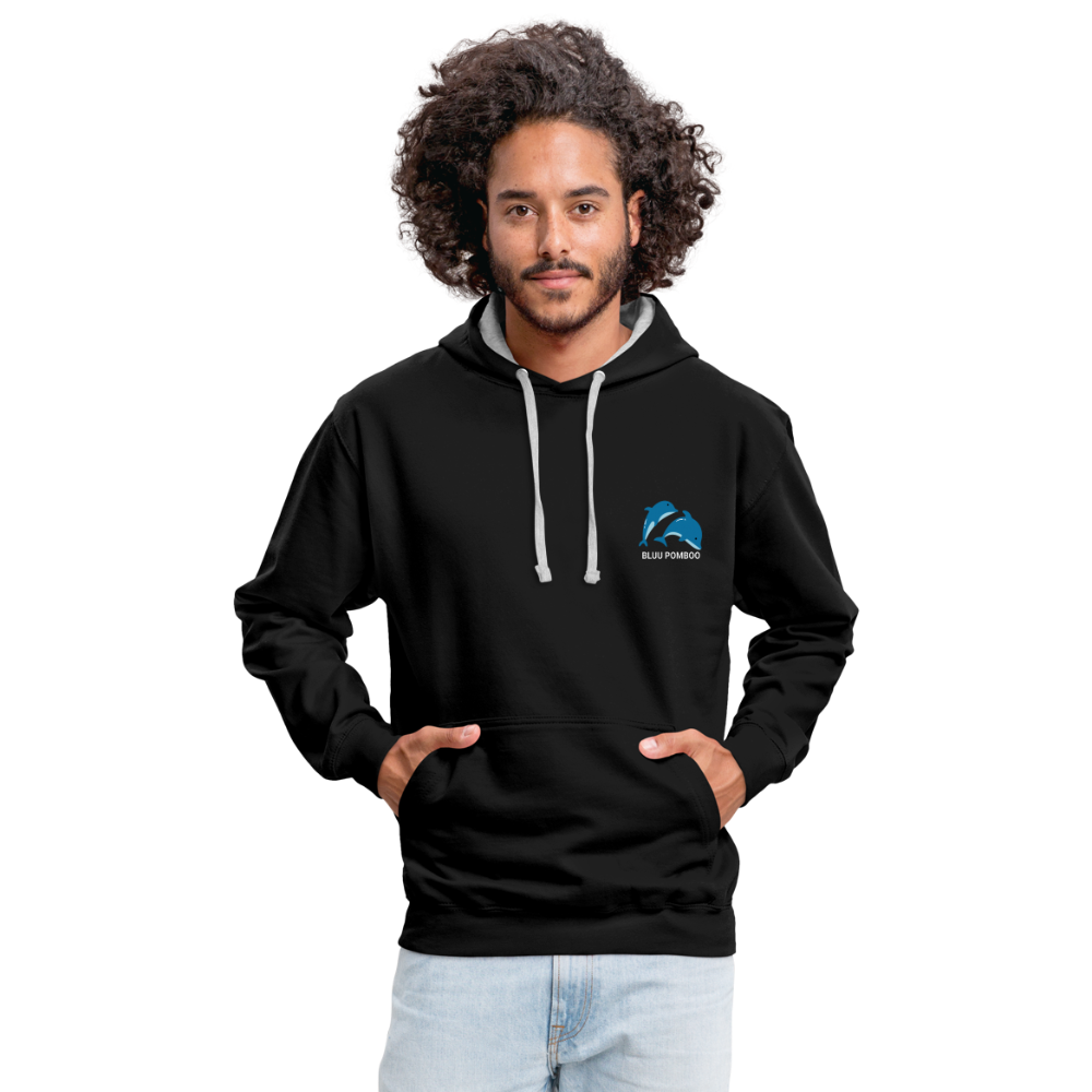 BLUU POMBOO Kontrast-Hoodie - Schwarz/Grau meliert