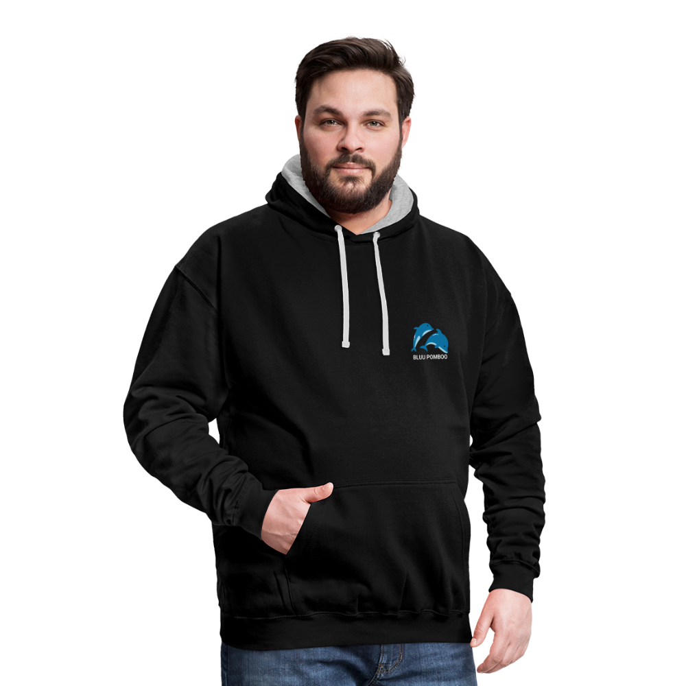 BLUU POMBOO Kontrast-Hoodie - Schwarz/Grau meliert