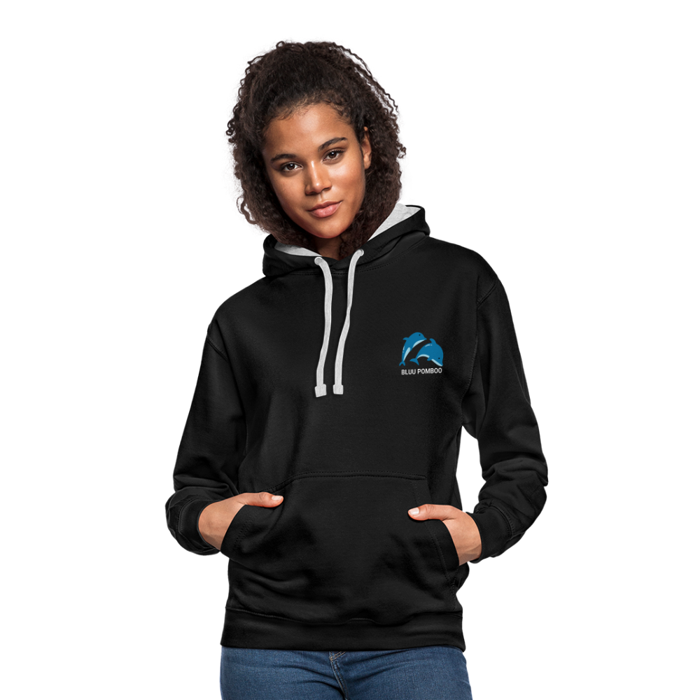 BLUU POMBOO Kontrast-Hoodie - Schwarz/Grau meliert