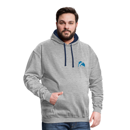 BLUU POMBOO Kontrast-Hoodie - Grau meliert/Navy