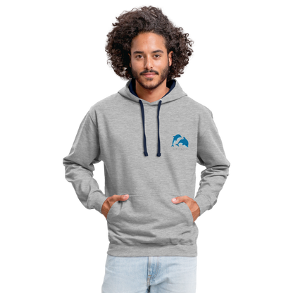 BLUU POMBOO Kontrast-Hoodie - Grau meliert/Navy