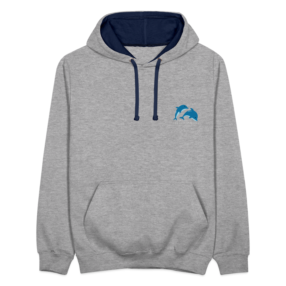 BLUU POMBOO Kontrast-Hoodie - Grau meliert/Navy