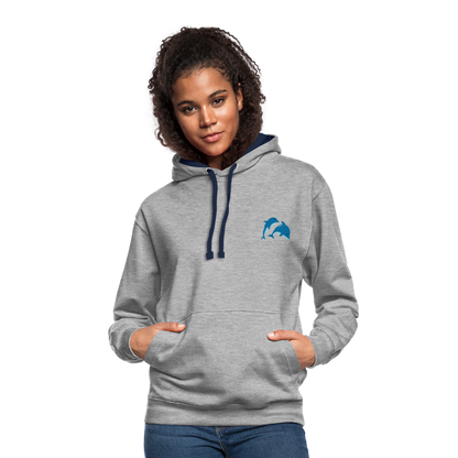 BLUU POMBOO Kontrast-Hoodie - Grau meliert/Navy