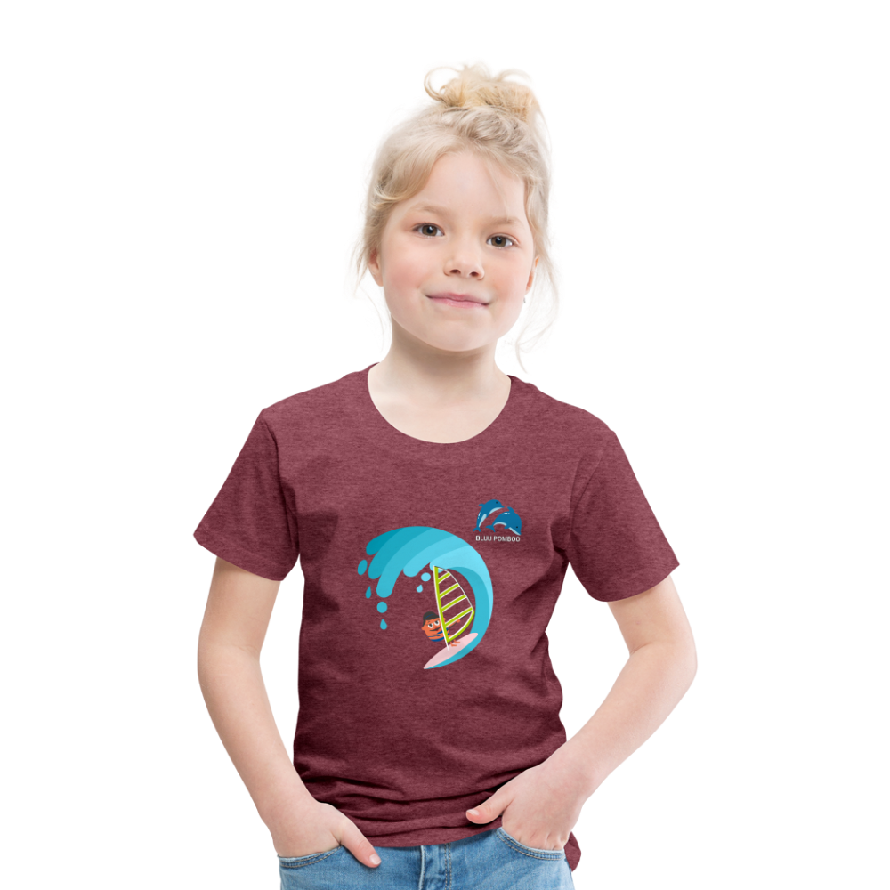 BLUU POMBOO Kinder Premium T-Shirt - Bordeauxrot meliert