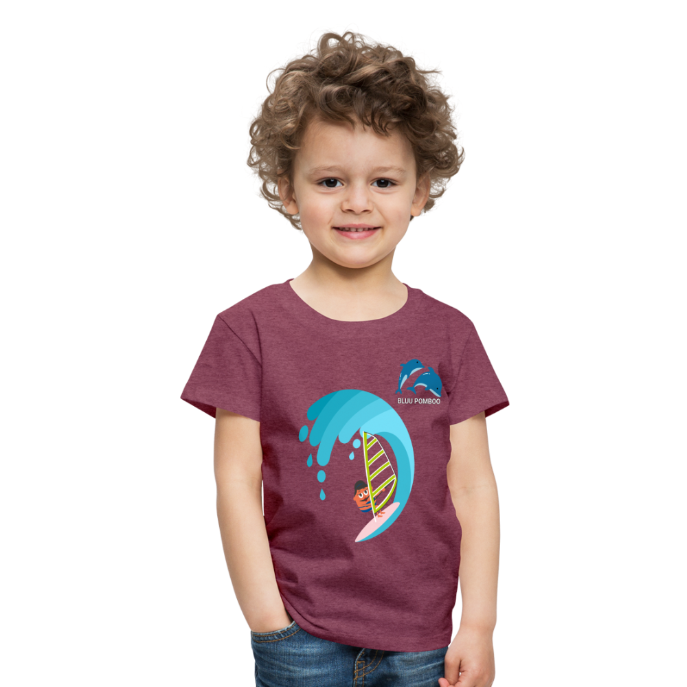 BLUU POMBOO Kinder Premium T-Shirt - Bordeauxrot meliert