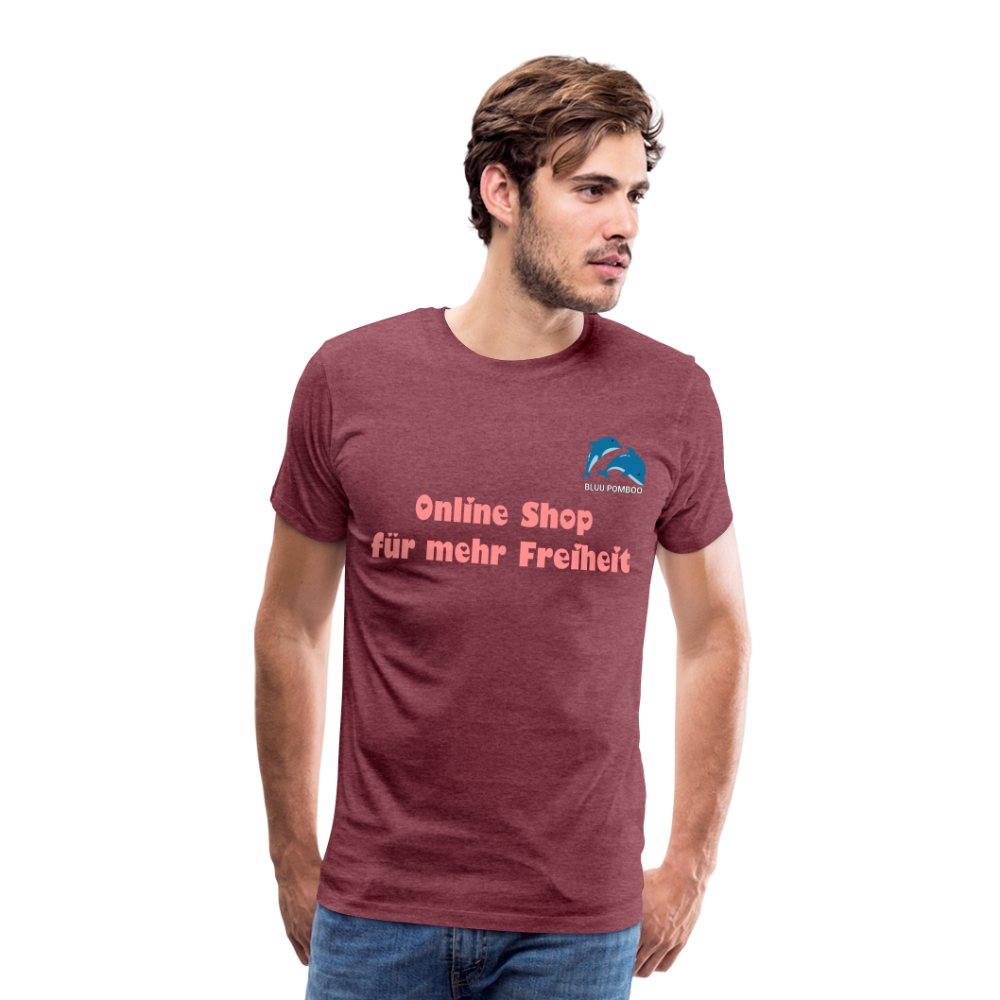 BLUU POMBOO Männer Premium T-Shirt - Bordeauxrot meliert