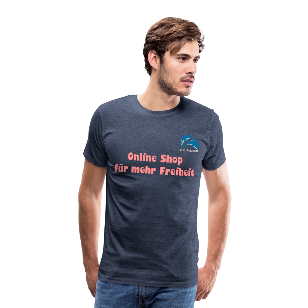 BLUU POMBOO Männer Premium T-Shirt - Blau meliert