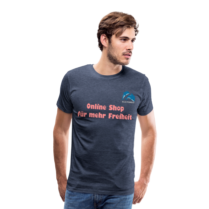 BLUU POMBOO Männer Premium T-Shirt - Blau meliert