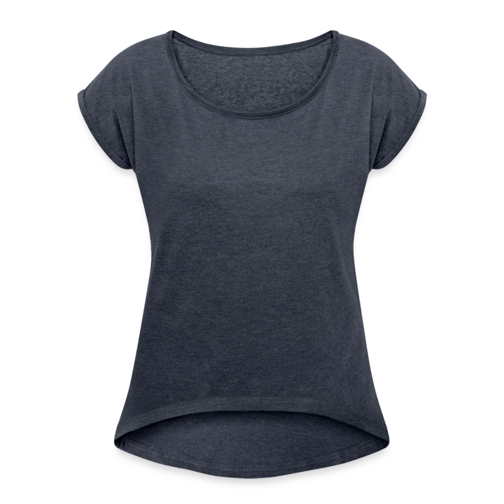 Frauen T-Shirt mit gerollten Ärmeln - Navy meliert