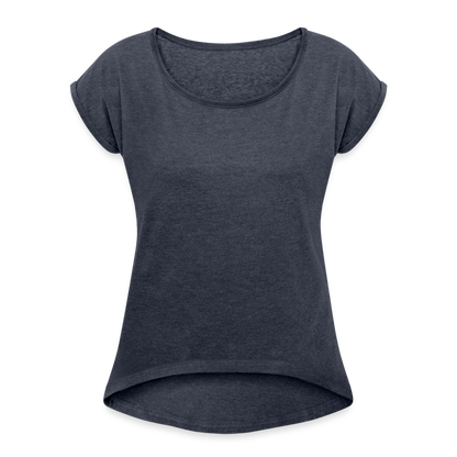 Frauen T-Shirt mit gerollten Ärmeln - Navy meliert