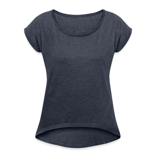 Frauen T-Shirt mit gerollten Ärmeln - Navy meliert