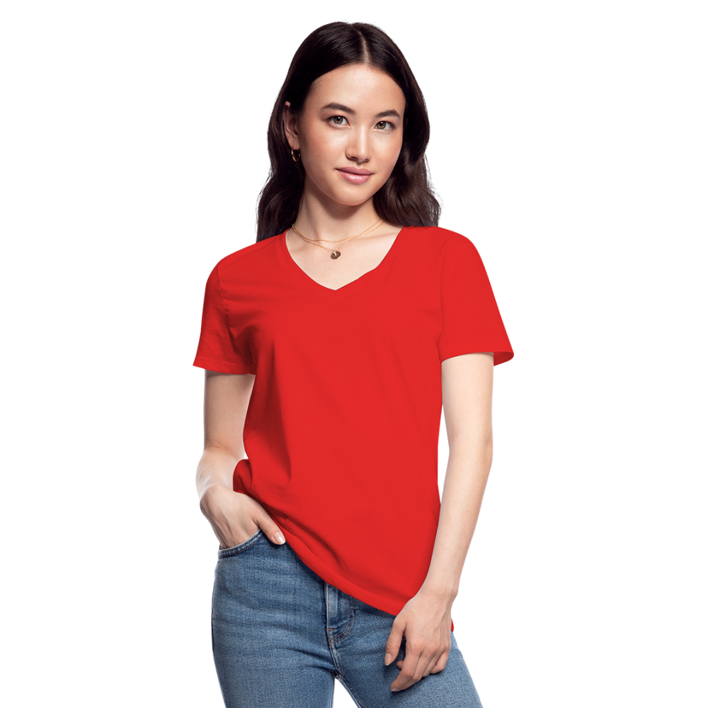 Klassisches Frauen-T-Shirt mit V-Ausschnitt - Rot