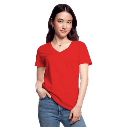 Klassisches Frauen-T-Shirt mit V-Ausschnitt - Rot