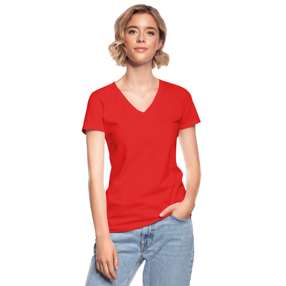 Klassisches Frauen-T-Shirt mit V-Ausschnitt - Rot