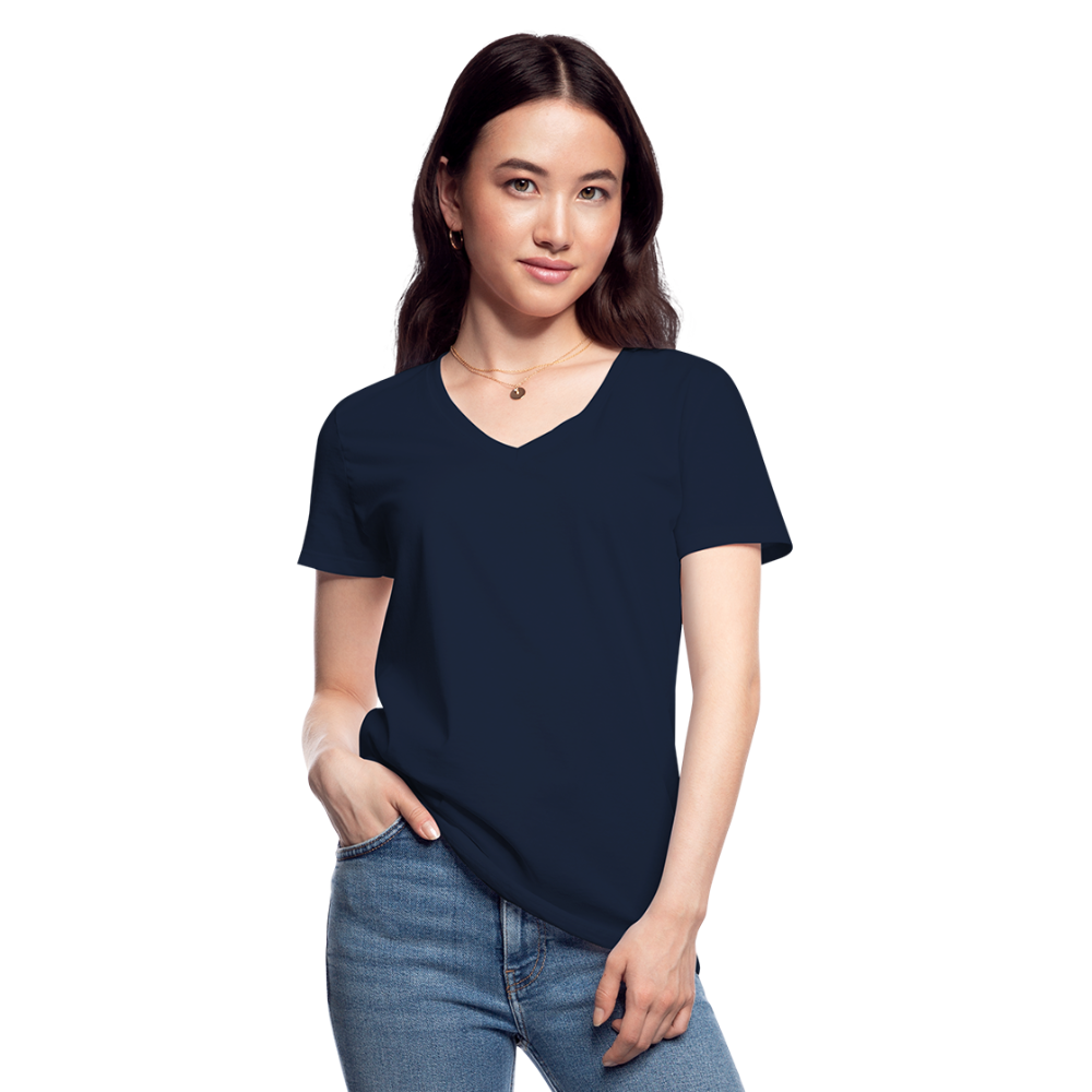 Klassisches Frauen-T-Shirt mit V-Ausschnitt - Navy