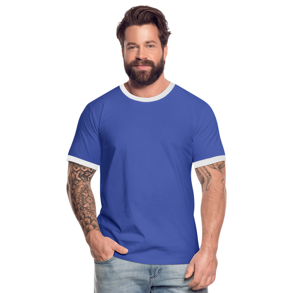 Männer Kontrast-T-Shirt - Blau/Weiß