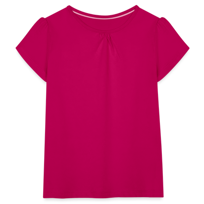 Mädchen-T-Shirt mit Raffungen - Fuchsia