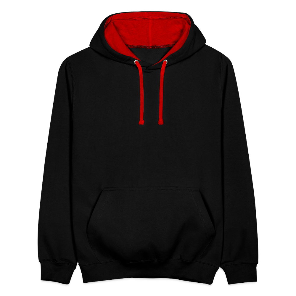 Kontrast-Hoodie - Schwarz/Rot