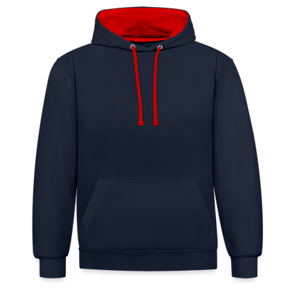 Kontrast-Hoodie - Navy/Rot