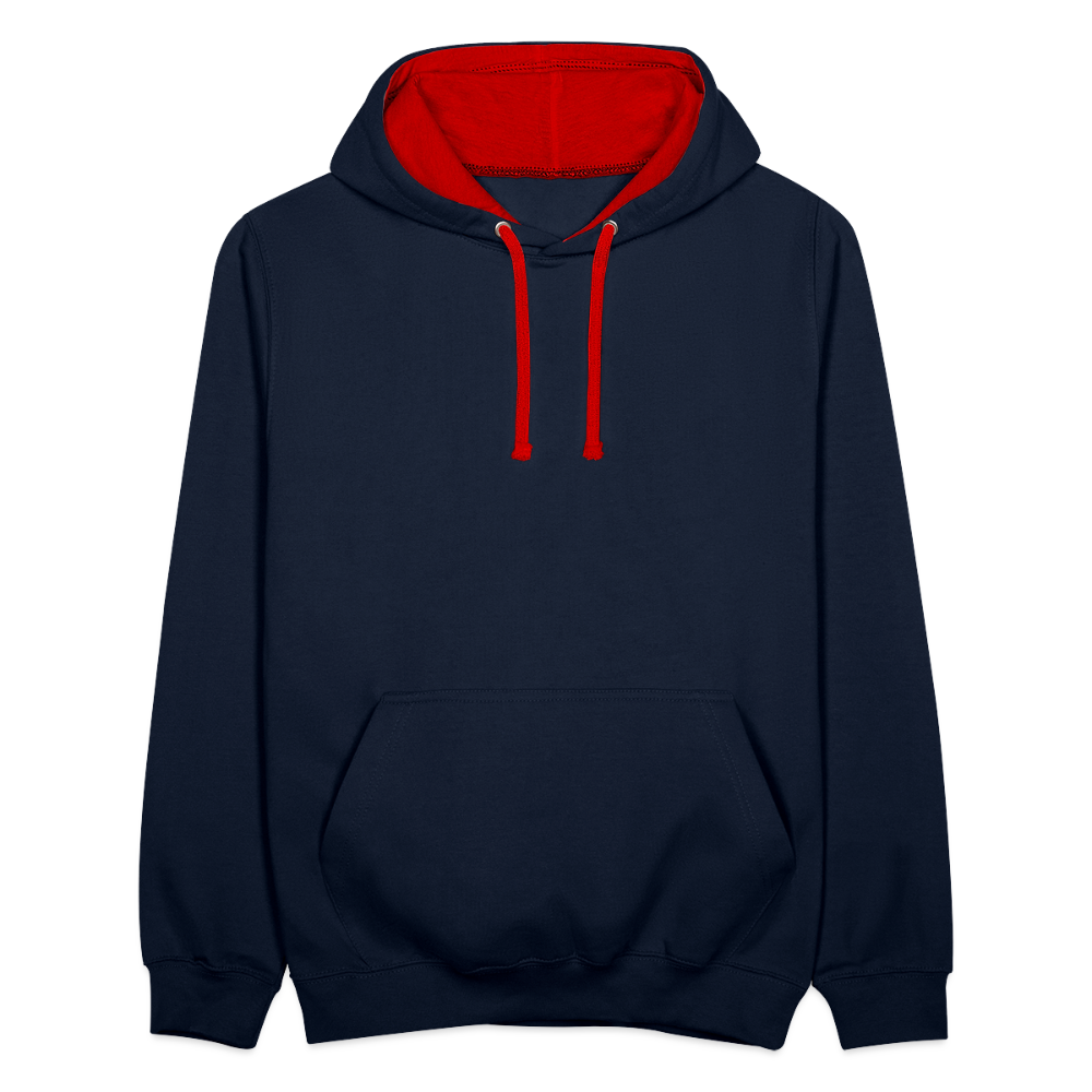 Kontrast-Hoodie - Navy/Rot