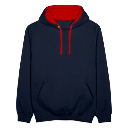 Kontrast-Hoodie - Navy/Rot