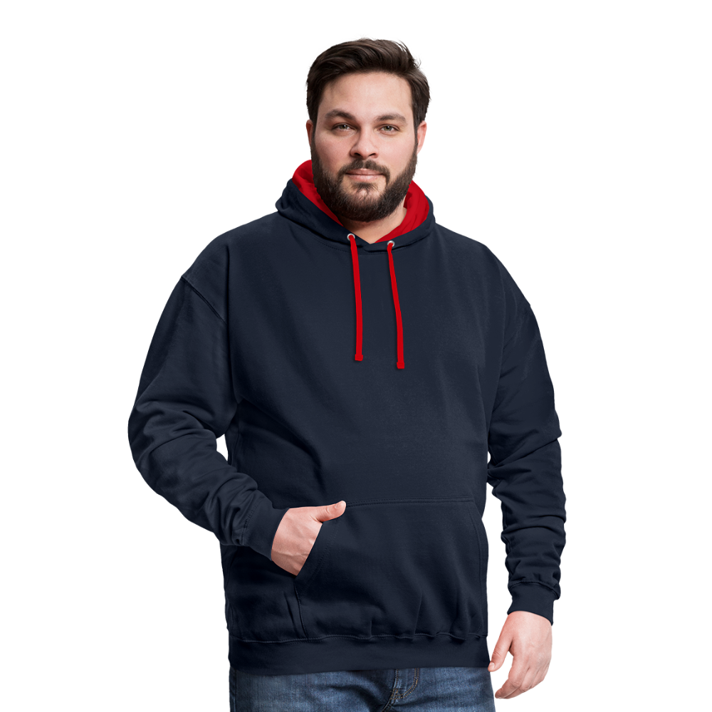 Kontrast-Hoodie - Navy/Rot