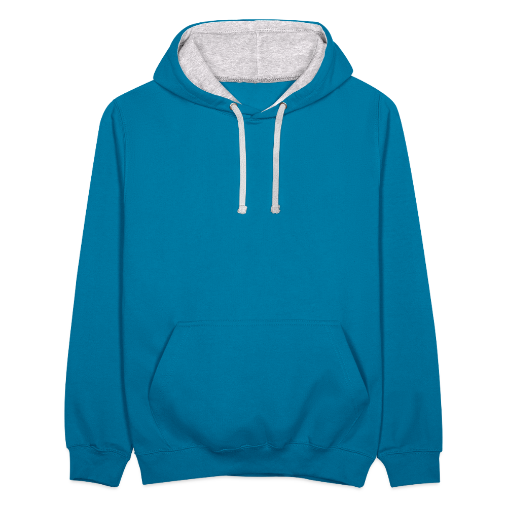 Kontrast-Hoodie - Pfauenblau/Grau meliert