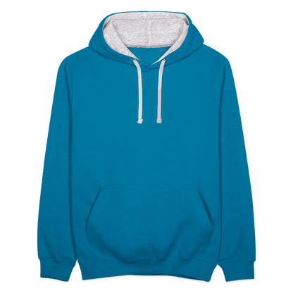 Kontrast-Hoodie - Pfauenblau/Grau meliert