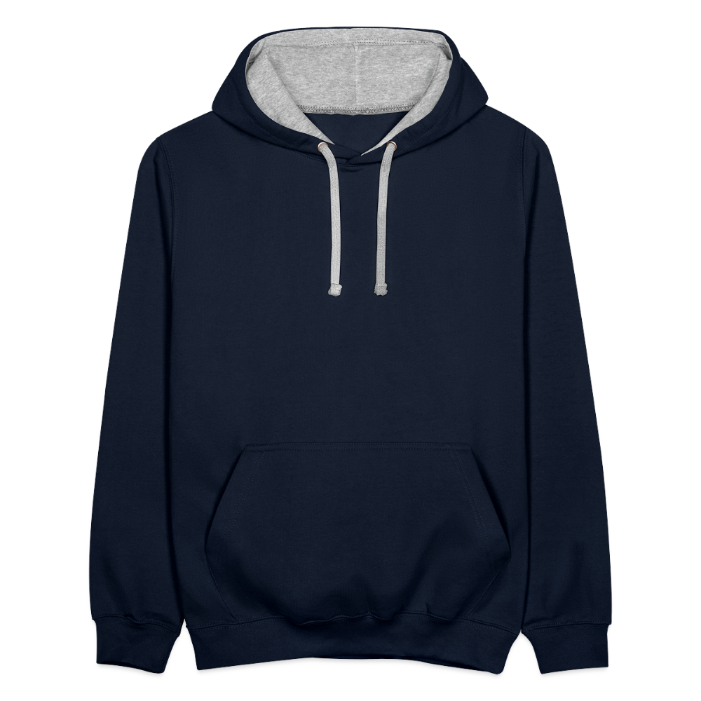 Kontrast-Hoodie - Navy/Grau meliert